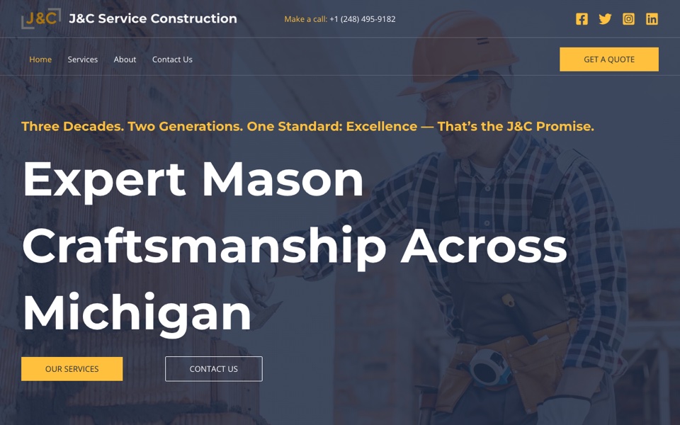 Screenshot preview of JC Service Construction