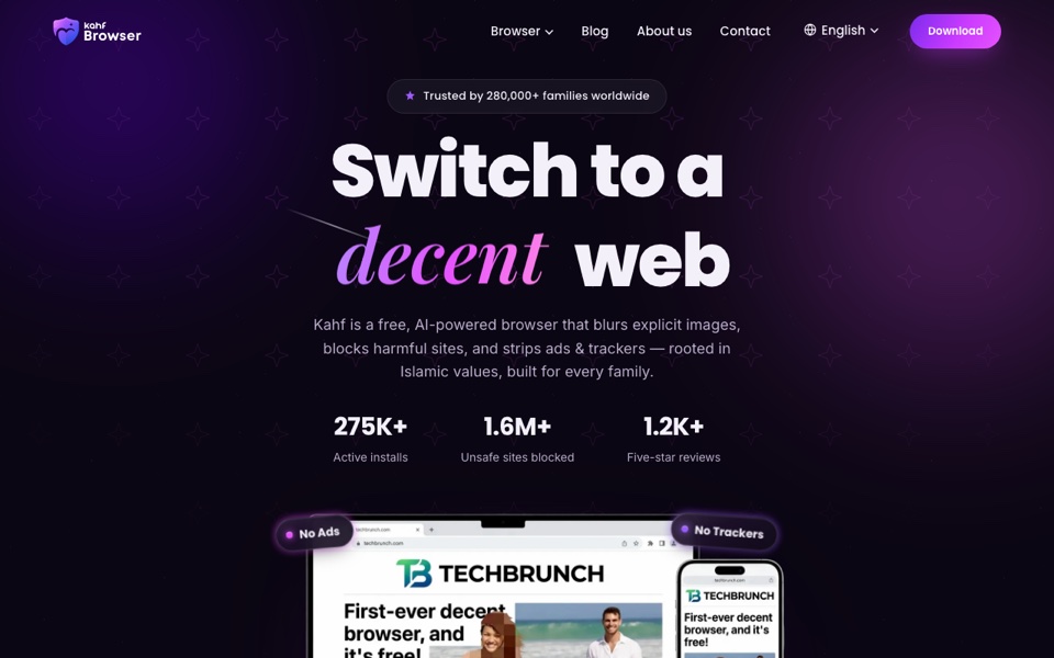 Screenshot preview of Kahf Browser